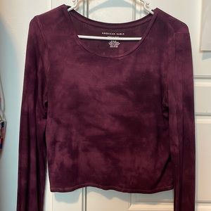 long sleeved maroon shirt